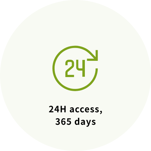 24H access, 365 days